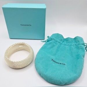 Tiffany & Co Sterling Silver Mesh Bracelet 925 Wide Woven Designer